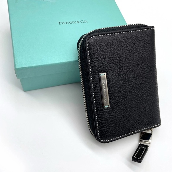 TIFFANY & Co.  Black Leather Wallet  Zip-Around Boxed NEW - Picture 1 of 8